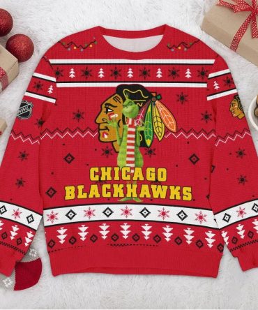 Chicago Blackhawks Grinch NHL Ugly Christmas Sweater, NHL Christmas Sweater