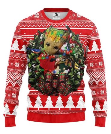 Chicago Blackhawks Groot Hug Ugly Christmas Sweater, NHL Christmas Sweater