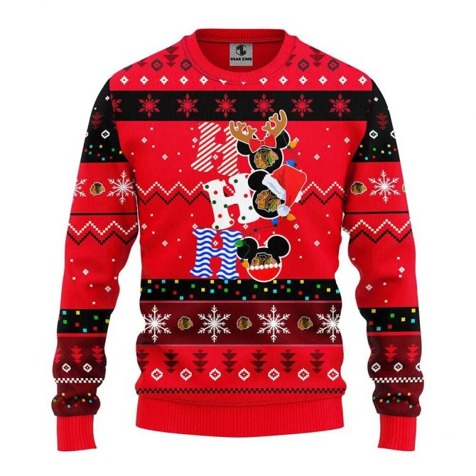 Chicago Blackhawks Hohoho Ugly Christmas Sweater, NHL Christmas Sweater