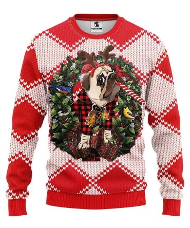 Chicago Blackhawks Pub Dog Ugly Christmas Sweater, NHL Christmas Sweater