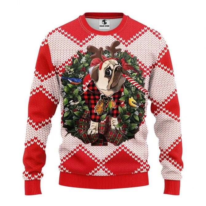 Chicago Blackhawks Pub Dog Ugly Christmas Sweater, NHL Christmas Sweater