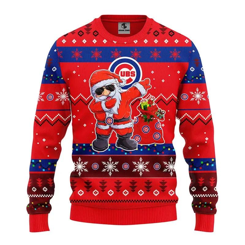 Chicago Cubs Dabbing Santa Claus Ugly Christmas Sweater, MLB Christmas Sweater