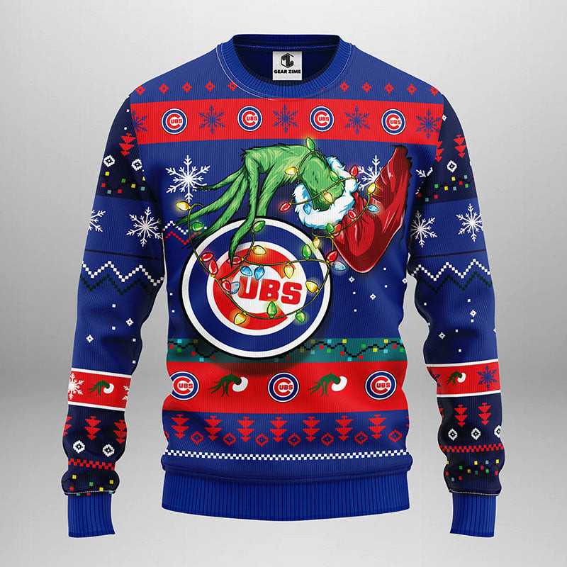 Chicago Cubs Grinch Ugly Christmas Sweater, Grinch Xmas Sweater