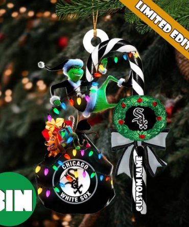 Chicago White Sox MLB Custom Name Grinch Candy Cane Tree Decorations Xmas 2023 Gift Christmas Ornament