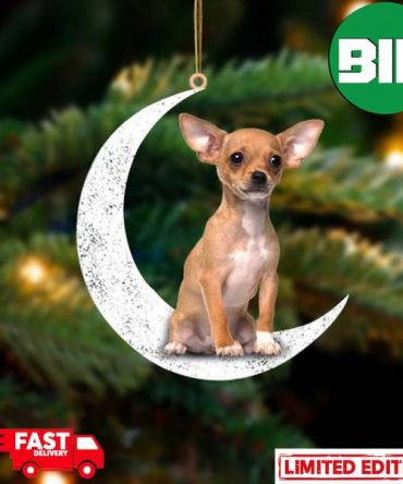 Chihuahua Sit On The Moon Christmas Tree Decorations 2023 Ornament