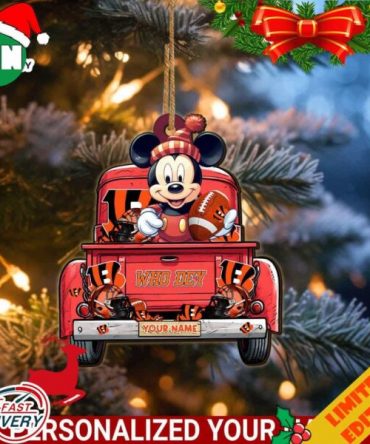 Cincinnati Bengals Mickey Mouse Ornament Personalized Your Name Sport Home Decor