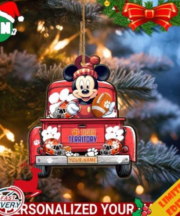 Clemson Tigers Mickey Mouse Ornament Personalized Your Name Sport Home Decor