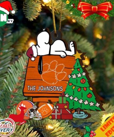 Clemson Tigers Snoopy Christmas NCAA Ornament Custom Name