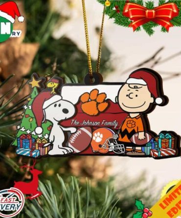 Clemson Tigers Snoopy Christmas NCAA Ornament Custom Your Family Name