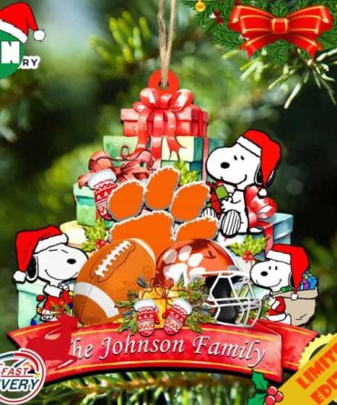 Clemson Tigers Snoopy Christmas NCAA Ornament Personalized Your Family Name