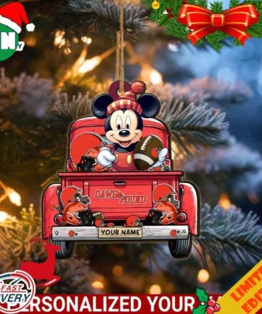Cleveland Browns Mickey Mouse Ornament Personalized Your Name Sport Home Decor