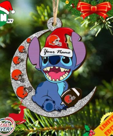 Cleveland Browns Stitch Ornament NFL Christmas And Stitch With Moon Ornament