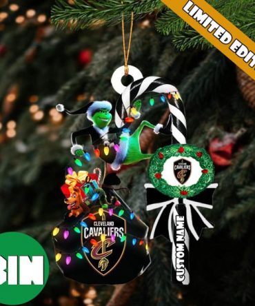 Cleveland Cavaliers NBA Custom Name Grinch Candy Cane Tree Decorations Christmas 2023 Ornament