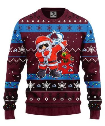 Colorado Avalanche Dabbing Santa Claus Ugly Christmas Sweater, NHL Christmas Sweater
