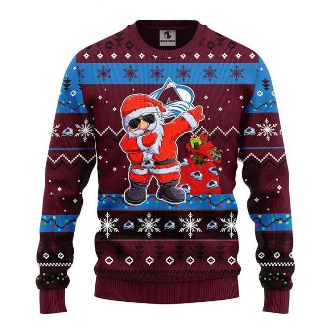 Colorado Avalanche Dabbing Santa Claus Ugly Christmas Sweater, NHL Christmas Sweater