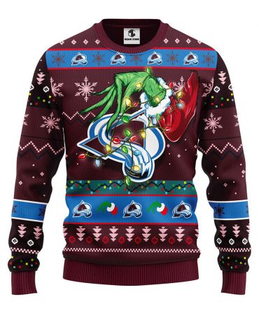 Colorado Avalanche Grinch Ugly Christmas Sweater, Grinch Xmas Sweater