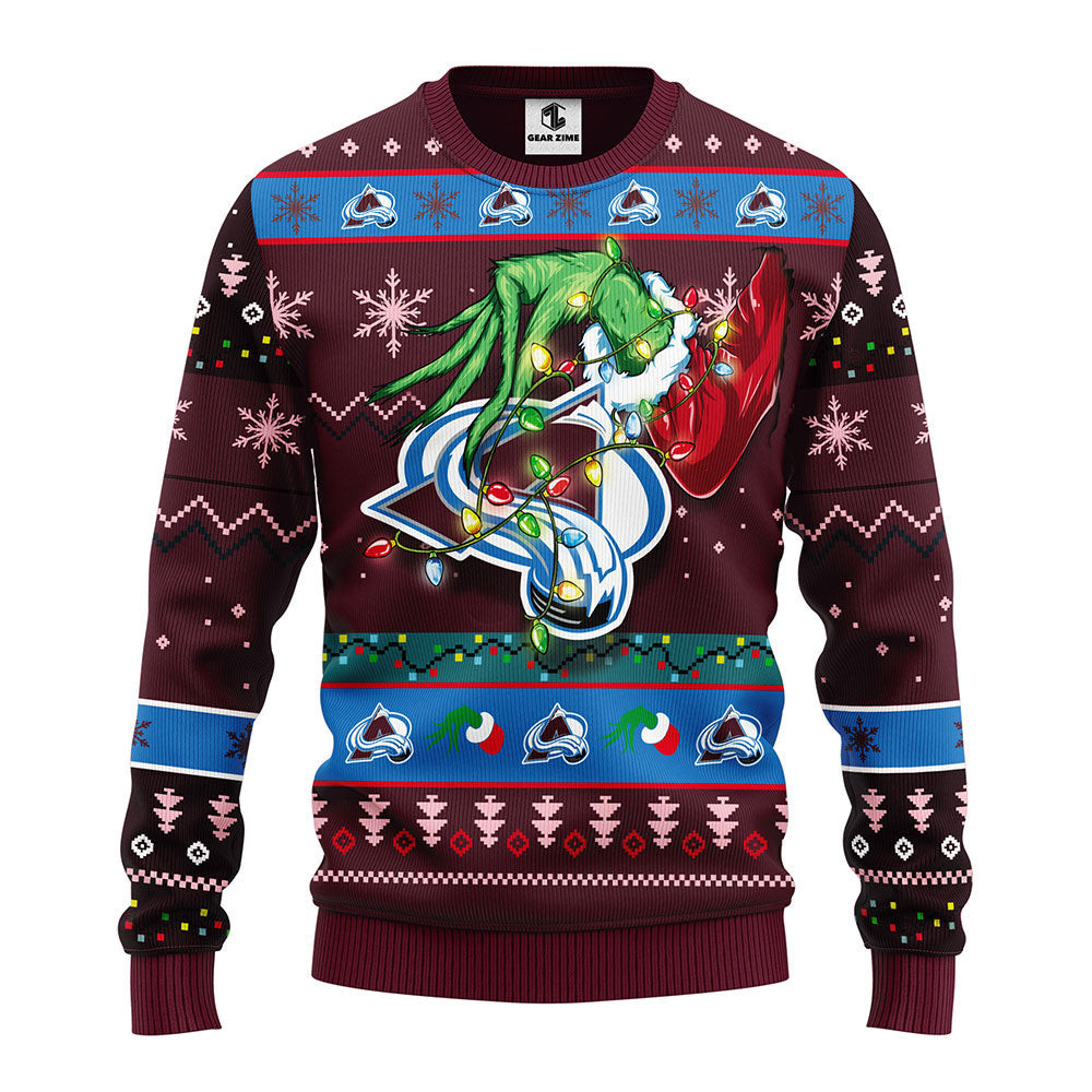 Colorado Avalanche Grinch Ugly Christmas Sweater, Grinch Xmas Sweater