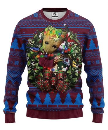 Colorado Avalanche Groot Hug Ugly Christmas Sweater, NHL Christmas Sweater