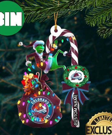 Colorado Avalanche NHL Grinch Candy Cane Custom Name Xmas Gifts Christmas Tree Decorations Ornament