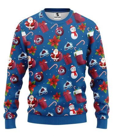 Colorado Avalanche Santa Claus Snowman Ugly Christmas Sweater, NHL Christmas Sweater