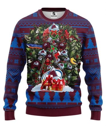 Colorado Avalanche Tree Christmas Ugly Sweater, NHL Christmas Sweater