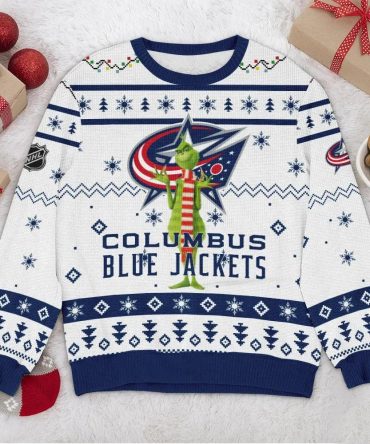 Columbus Blue Jackets Grinch NHL Ugly Christmas Sweater, NHL Christmas Sweater
