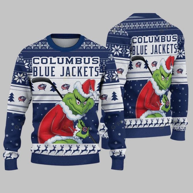 Columbus Blue Jackets Grinch Stolen Ugly Christmas Sweater, NHL Christmas Sweater