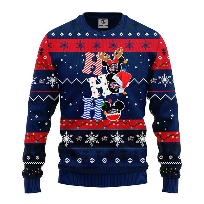Columbus Blue Jackets Hohoho Ugly Christmas Sweater, NHL Christmas Sweater