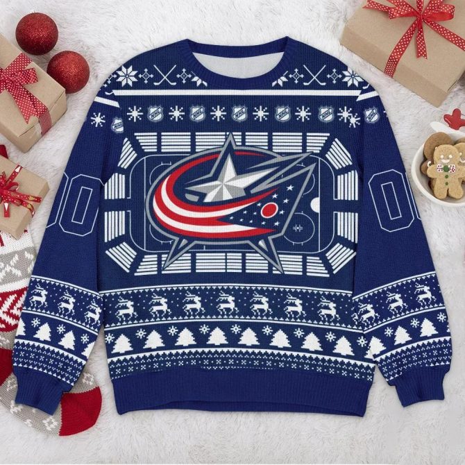 Columbus Blue Jackets NHL Custom Ugly Christmas Sweater, NHL Christmas Sweater