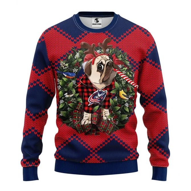 Columbus Blue Jackets Pub Dog Ugly Christmas Sweater, NHL Christmas Sweater