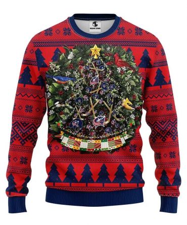 Columbus Blue Jackets Tree Ball Ugly Christmas Sweater, NHL Christmas Sweater