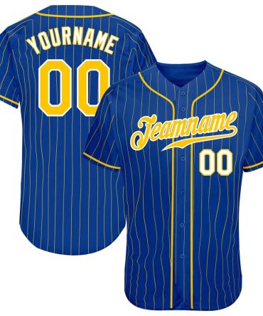 Cool Baseball Jersey, Custom Royal Gold Pinstripe Gold White Authentic Baseball Jersey, Best Baseball Jerseys