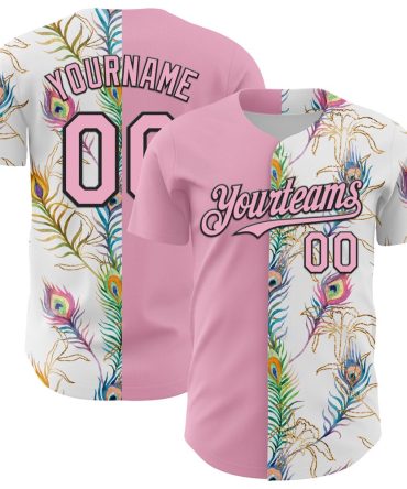 Cool Baseball Jersey, Custom White Light Pink Black 3D Pattern Design Vintage Tattoos Authentic Baseball Jersey, Best Baseball Jerseys