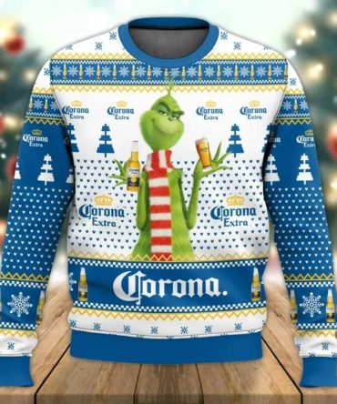 Corona Extra Grinch Ugly Sweater, Grinch Holiday Sweater