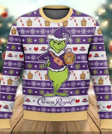 Crown Royal Grinch Ugly Sweater, Grinch Holiday Sweater