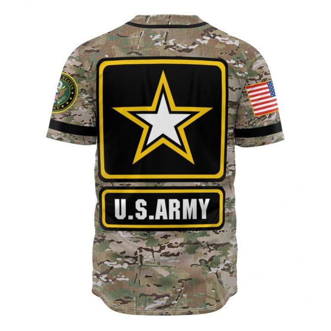 U.S. Army Veteran Camo Baseball Jersey - Patriotic Military Tribute Apparel - Image 3