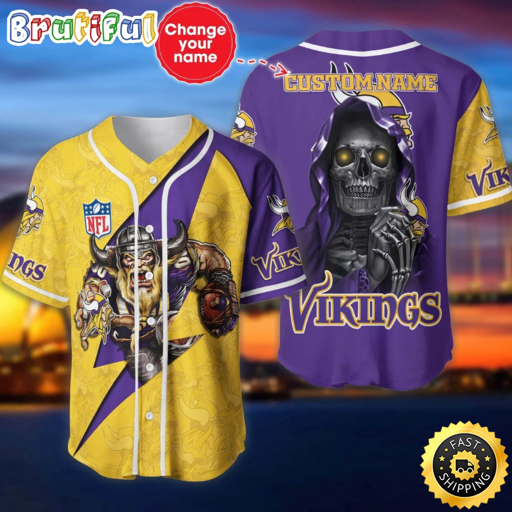 Custom Name NFL Minnesota Vikings Baseball Jersey The Reaper Shirts