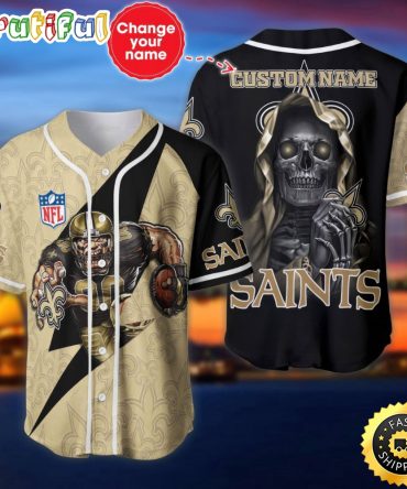 Custom Name NFL New Orleans Saints Baseball Jersey The Reaper Shirts