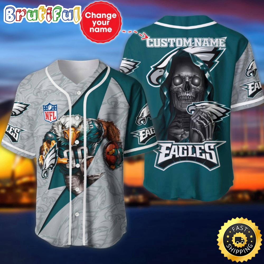 Custom Name NFL Philadelphia Eagles Baseball Jersey The Reaper Shirts