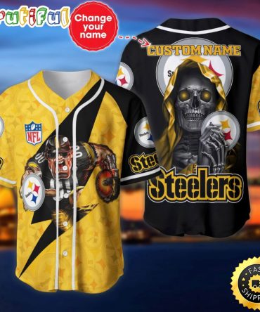 Custom Name NFL Pittsburgh Steelers Baseball Jersey The Reaper Shirts