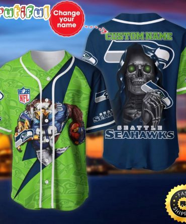 Custom Name NFL Seattle Seahawks Baseball Jersey The Reaper Shirts
