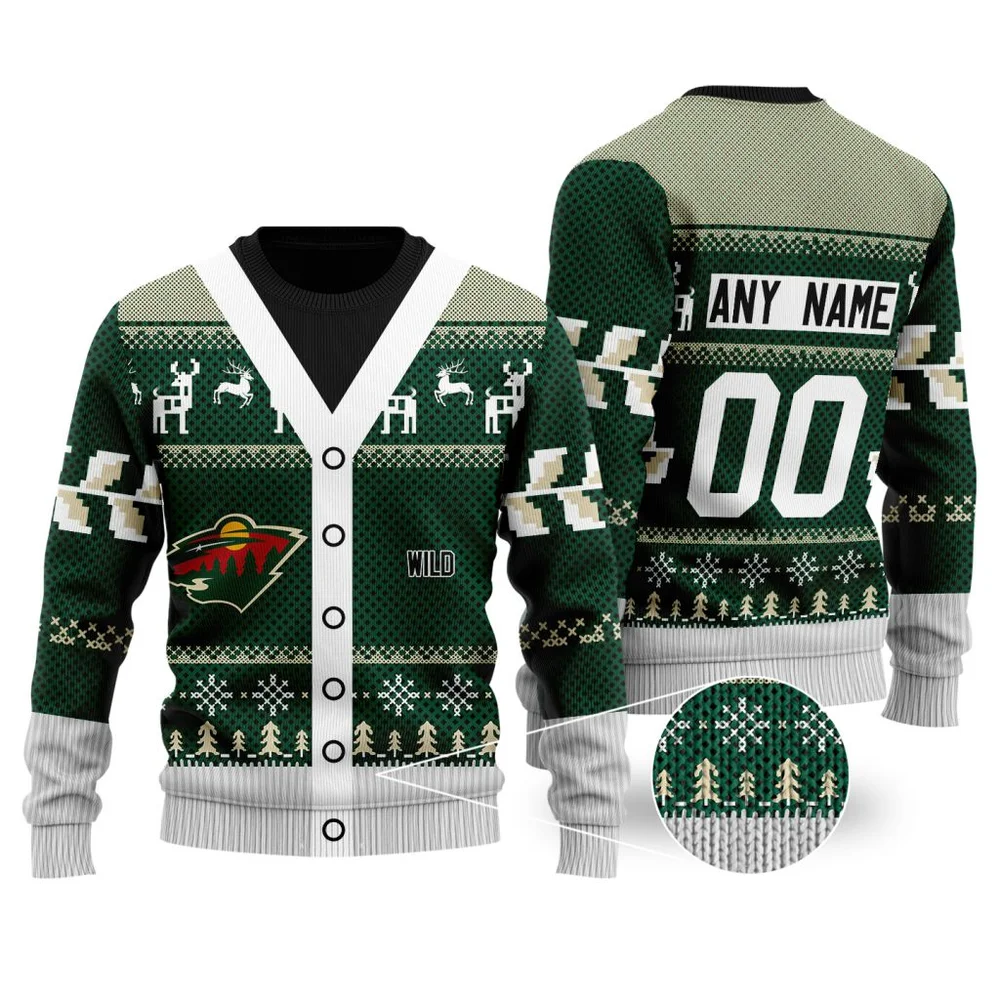 NHL Minnesota Wild | Personalized Name & Number Unisex Sweater For Christmas Season