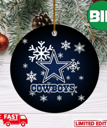 Dallas Cowboys Christmas Merry Christmas Snowflakes Pattern Circle Ornament