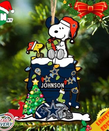 Dallas Cowboys Snoopy NFL Christmas Ornament Personalized Your Name