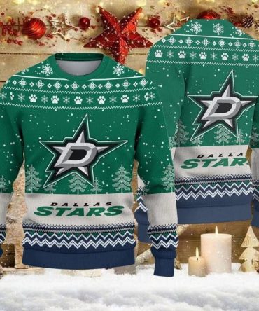 Dallas Stars Big Logo Ugly Christmas Sweater, NHL Christmas Sweater