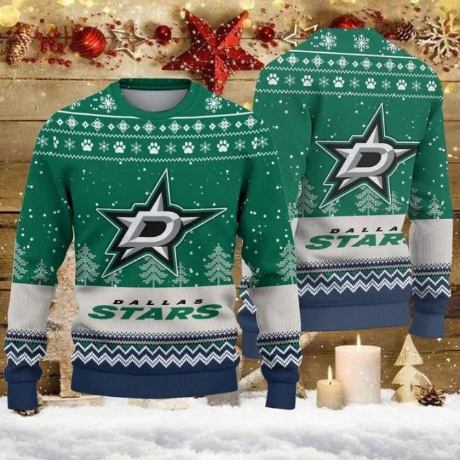 Dallas Stars Big Logo Ugly Christmas Sweater, NHL Christmas Sweater