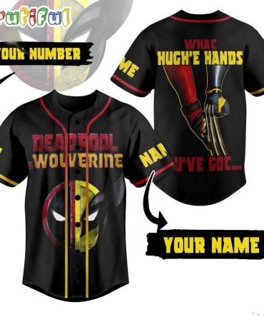 Deadpool 3 Jersey Shirt, Deadpool And Wolverine What Hugh’e Hands You’ve Got Baseball Jersey
