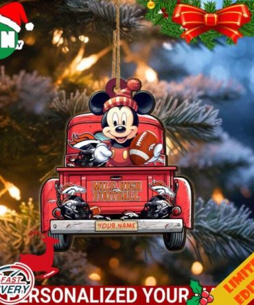Denver Broncos Mickey Mouse Ornament Personalized Your Name Sport Home Decor