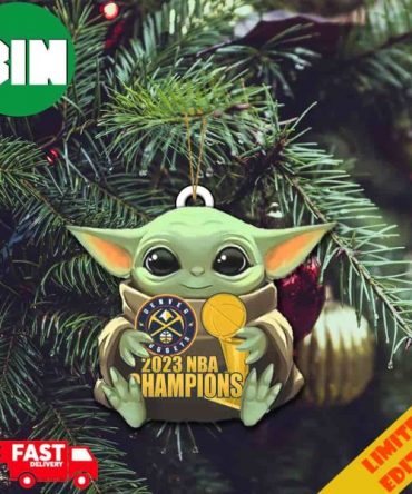 Denver Nuggets NBA Finals Champions 2023 Logo Tree Decorations Baby Yoda Hug Star Wars Ornament