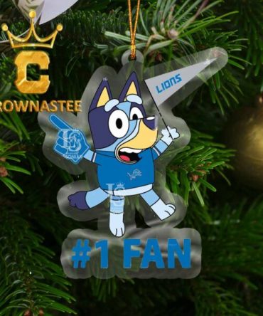 Detroit Lions Bluey 1st Fan NFL Acrylic Christmas Tree Decoration Ornament